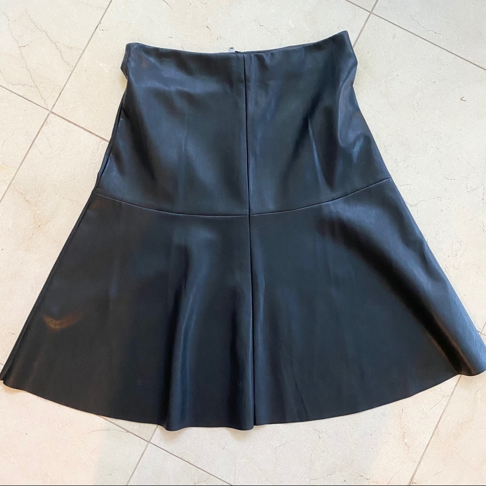 Linea Faux Leather Skirt Fit n Flare Black 16